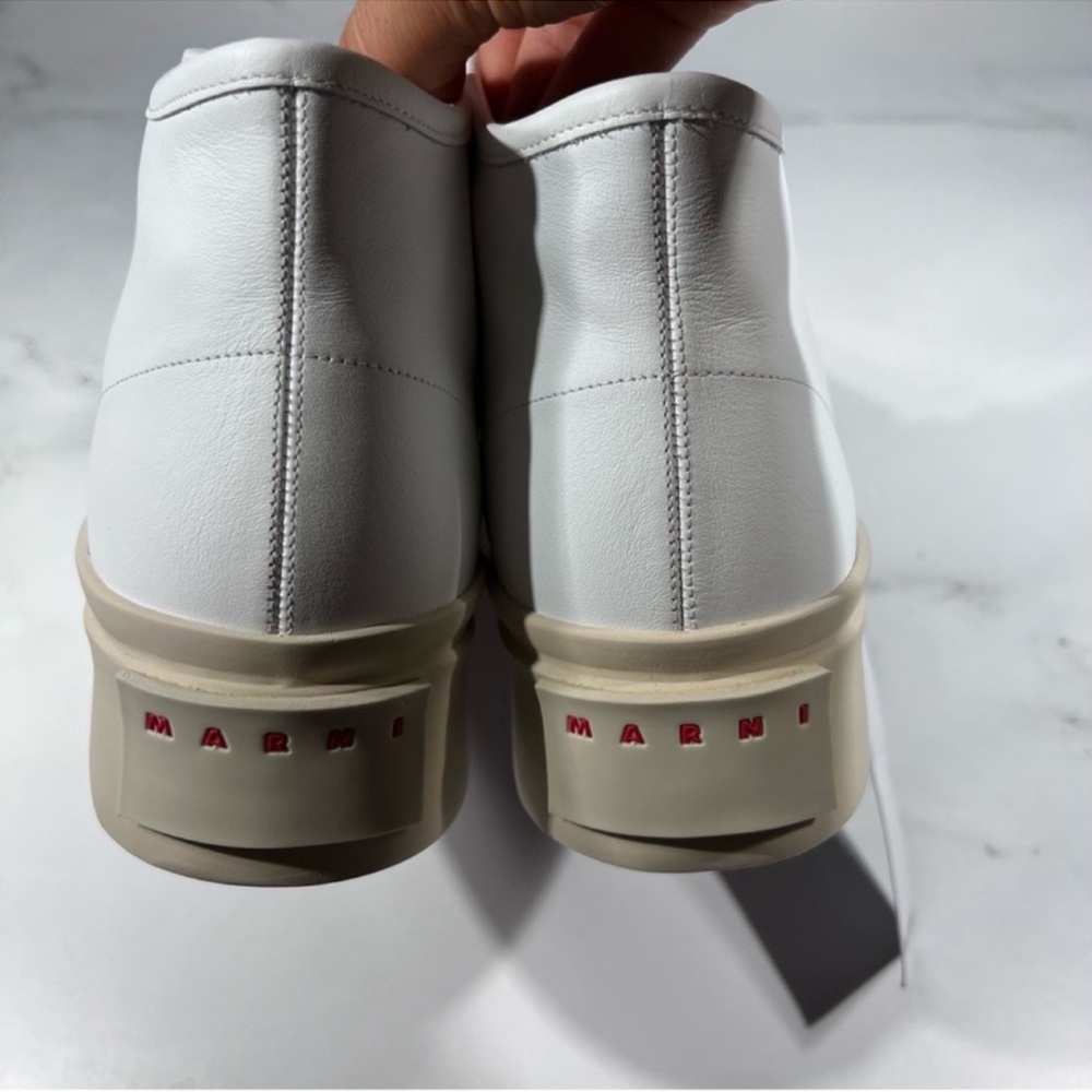 Marni Pablo High Top Logo White Leather Sneakers - Picture 6 of 12